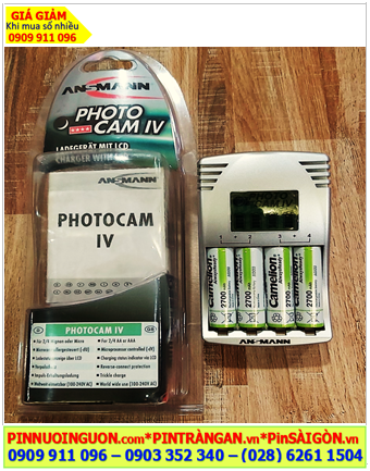 Ansman PhotoCam IV _Máy sạc 4 Pin AA, Kèm sẳn 4 Pin sạc Camelion NH-AA2700LBP2 Lockbox